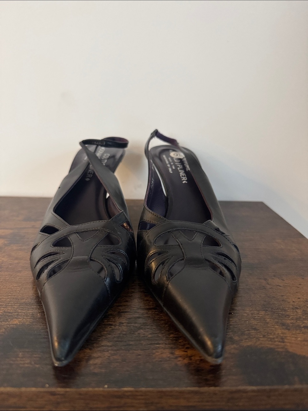 Donald J. Pliner Black Pointed Slingback Heels with Cutout Design - Picture 2 of 11